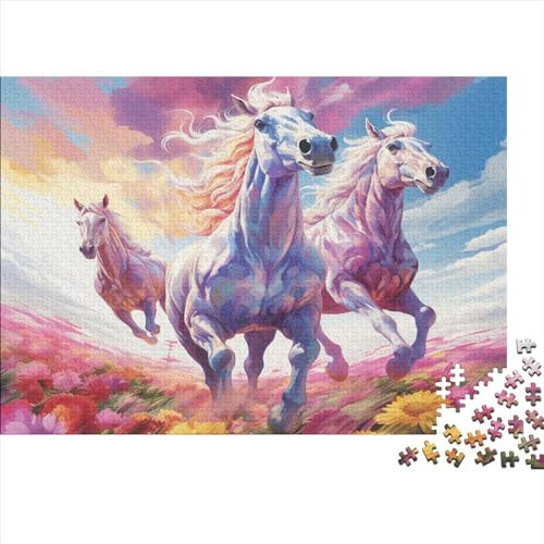 Pferd 500 Stück Holzpuzzles Abbauen Familien Interessante Wildtiere Handgefertigte DIY-Anpassung Puzzle-Geschenk Familie Wanddekoration 500pcs (52x38cm) von YAMABAIHUO