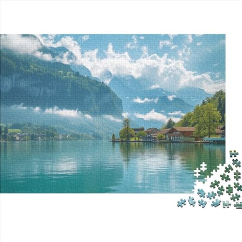 Seestadt 1000 Stück Holzpuzzles Kniffel Spaß Für Die Ganze Familie Schöne Landschaft Handgefertigte DIY-Anpassung Puzzle-Geschenk Familie Wanddekoration 1000pcs (75x50cm) von YAMABAIHUO