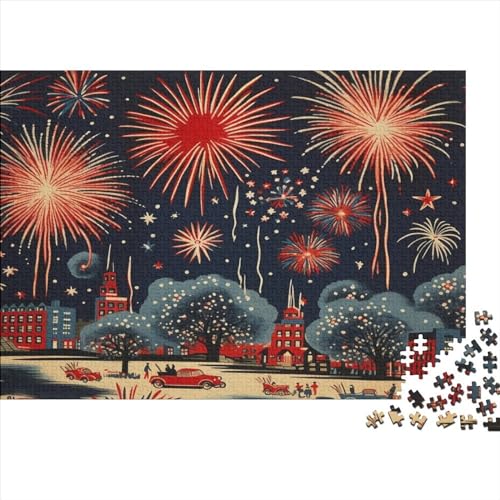 Silvester Feuerwerk Fest Rot 500 Stück Holzpuzzles Generation Als Herausforderndes Handgefertigte DIY-Anpassung Puzzle-Geschenk Familie Wanddekoration 500pcs (52x38cm) von YAMABAIHUO