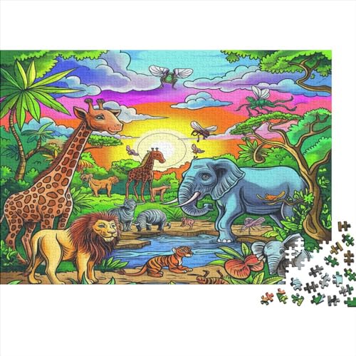 Tierwelt 1000 Stück Holzpuzzles Stress Abbauen Interessante Wildtiere Handgefertigte DIY-Anpassung Paar Liebhaber Geschenke Familiendekorationen 1000pcs (75x50cm) von YAMABAIHUO