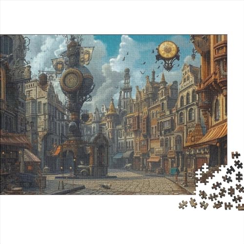 Uhrturm-Markt 1000 Stück Holzpuzzles Generation Als Herausforderndes Eine wohlhabende Stadt Handgefertigte DIY-Anpassung Puzzle-Geschenk Familie Wanddekoration 1000pcs (75x50cm) von YAMABAIHUO