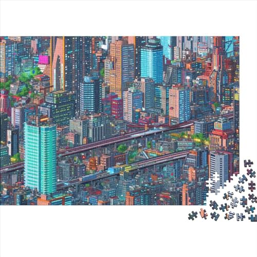 Vielbeschäftigte Cartoonish City Metropolis 300 Stück Holzpuzzles Generation Als Herausforderndes Handgefertigte DIY-Anpassung Puzzle-Geschenk Familie Wanddekoration 300pcs (40x28cm) von YAMABAIHUO