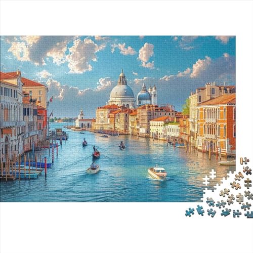 Vintage Venedig Stadtbild 300 Stück Holzpuzzles Generation Als Herausforderndes Italienische Wasserstadt Handgefertigte DIY-Anpassung Puzzle-Geschenk Familie Wanddekoration 300pcs (40x28cm) von YAMABAIHUO