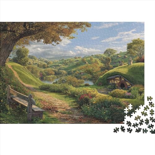 Weitläufiger Blick auf das Auenland 1000 Stück Holzpuzzles Familien-Puzzlespiel Schöne Landschaft Handgefertigte DIY-Anpassung Weihnachten Geschenke Familie Wanddekoration 1000pcs (75x50cm) von YAMABAIHUO