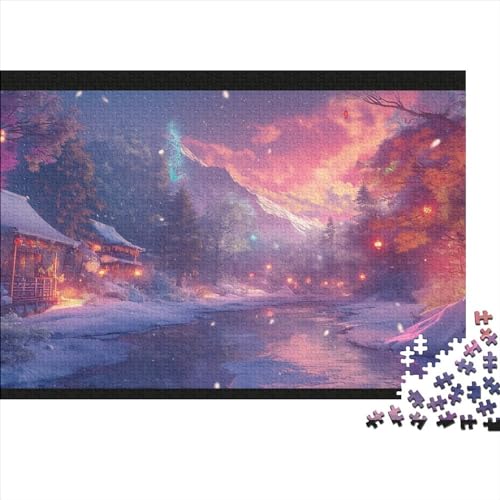 Winter Schneelandschaft 1000 Stück Holzpuzzles Puzzlespiele Für Erwachsene Romantische Stadt Handgefertigte DIY-Anpassung Weihnachten Geschenke Familiendekorationen 1000pcs (75x50cm) von YAMABAIHUO