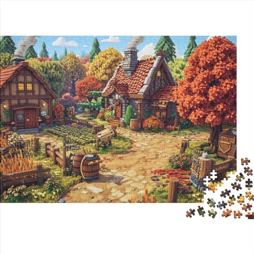 YAMABAIHUO Stardew Valley 1000-teiliges Puzzle Puzzlespiele Für Erwachsene Handgefertigte Unterhaltung Stress Abbauen Cartoon Homestead Puzzle-Geschenk 1000pcs (75x50cm) von YAMABAIHUO