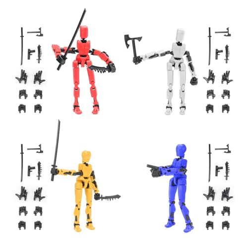 YANAYANA T13 Action Figure, 4Pcs T13 Actionfigur 14cm, 3D Printed Multi-Jointed Movable T13 Action Figur with Weapons und Hands, Geschenke zur Einschulung für Junge, für Desktop-Dekoration, Sammlung von YANAYANA