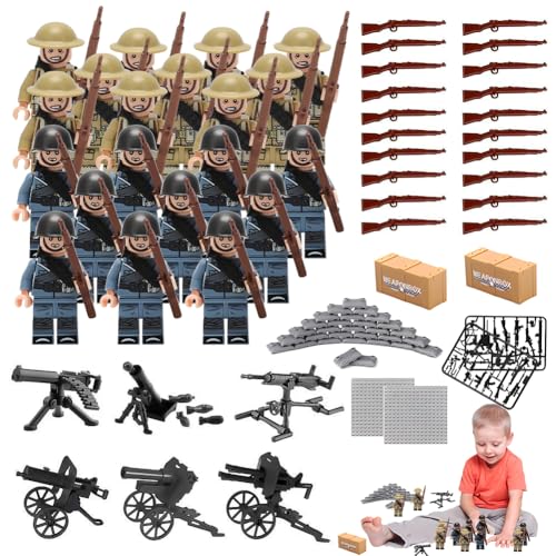 YANAYANA Waffen Militär Set für Figuren, Mini Figures Military Kit, Polizei WW2 Armee Spielzeuge zum Ww2 Army Soldaten, Baustein Spielzeug, Militärspielzeug Kampfspielzeug für Kinder Geschenk von YANAYANA