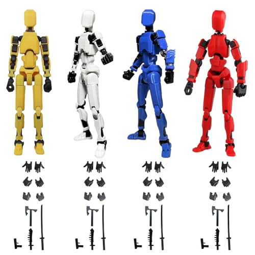 YANAYANA T13 Action Figure Set, 4 Stück Titan 13 Action Figures, 3D Printed Multi-Jointed Movable 13 Articulated Robot Action Figures, Desktop-Dekorationen für Spielliebhaber Spielzeug von YANAYANA