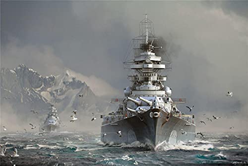 YANCONG Puzzle 1500 Piece Jigsaw Puzzle, Bismarck-Kriegsschiffe Auf Dem Meer Kinder 87X58Cm von YANCONG