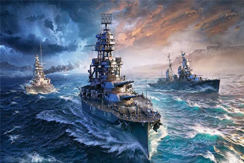 YANCONG Puzzle 1500 Teile, DREI Bismarck-Schlachtschiffe Auf Dem Ozean Kinder 87X58Cm von YANCONG