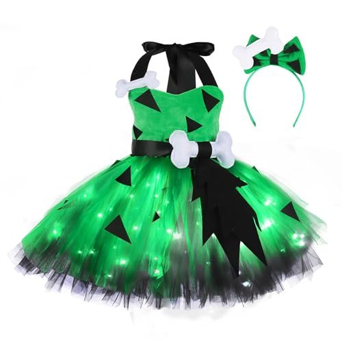 YANFJHV 152 Schwarz Costumes Halloween Girls Shirts Halloween Girls Glow Dresses And Bone Headdresses (GN2, 7-8 Years) von YANFJHV