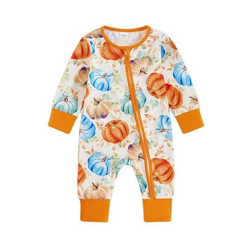 YANFJHV Baby Ausgehset Junge Outfit Neugeborenen Overall Reißverschluss Bodysuit Süße Halloween Kleidung (A, 3-6 Months) von YANFJHV