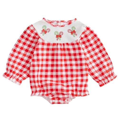 YANFJHV Ballerina Kostüm Mädchen Girls Red Checkered Crawling Suit (A, 0-3 Months) von YANFJHV