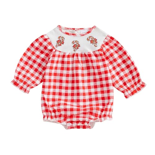 YANFJHV Ballerina Kostüm Mädchen Girls Red Checkered Crawling Suit (B, 0-3 Months) von YANFJHV