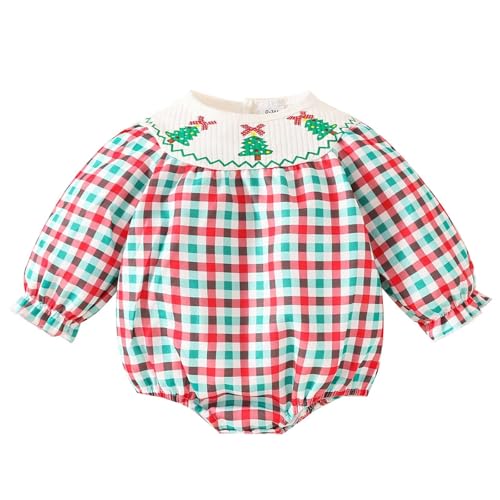 YANFJHV Ballerina Kostüm Mädchen Girls Red Checkered Crawling Suit (C, 0-3 Months) von YANFJHV