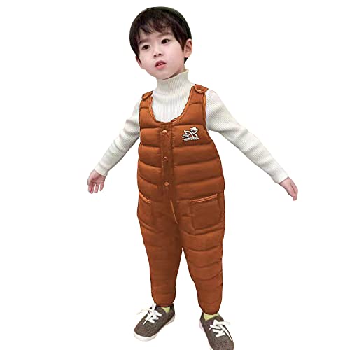 YANFJHV Halloween Kostüm Baby 56 Kleinkind Baby Mädchen ärmellos fester Overall Baumwolle wattierte Ski Latzhose Overalls Hose Outfit Kleidung (Brown, 18-24 Months) von YANFJHV