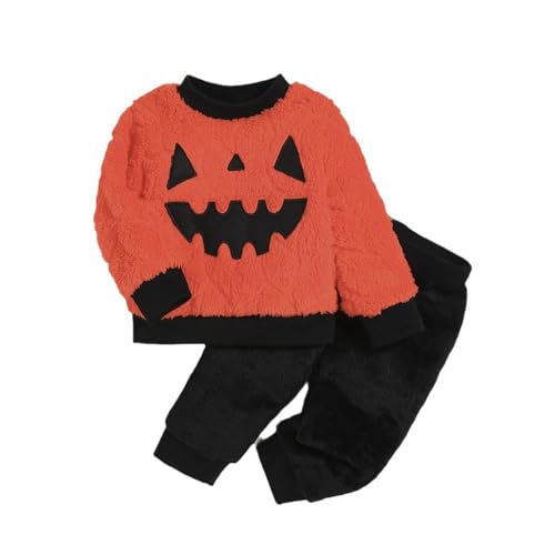 YANFJHV Pulli Kinder Mädchen Kleidung Nette Halloween Anzug (Orange, 6-9 Months) von YANFJHV