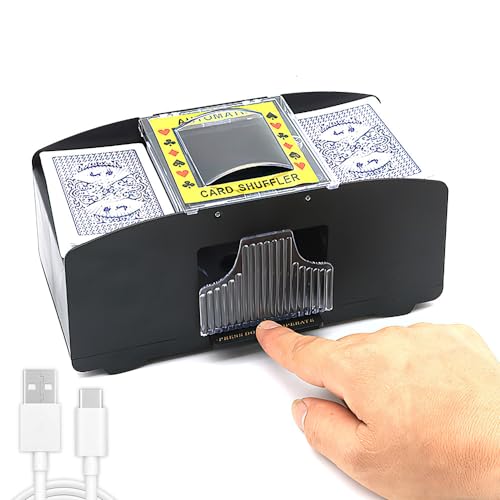 YANGUN Automatischer Kartenmischer, 2 Decks, Automatische Karten-Mischmaschine, Kartenmischmaschine, batteriebetrieben, für UNO, Texas Hold'em, Home Card Games, Blackjack, Electric Casino Poker von YANGUN