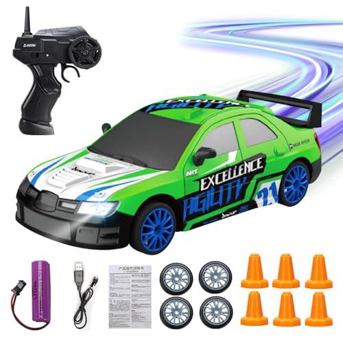 YANGUN Ferngesteuertes Auto, 1:24 RC Car, RC Drift Car, 2,4Ghz Spielzeugauto, 15KM/H 4WD Ferngesteuertes Rennauto mit Arbeitsscheinwerfern, Geschenke für ab 4 5 6 7 8+ Jahre Kinder und Erwachsene von YANGUN