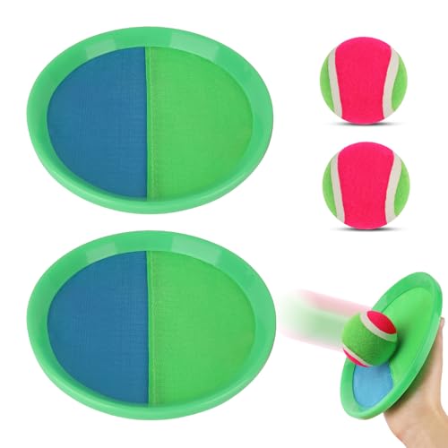 YANGUN Klettballspiel für Kinder ab 3 4 5 6, Klettball Strandspielzeug, Strandspielzeug Klettball, Klettball Set mit mit 4 Fangscheiben 4 Bälle, für Party, Garten, Innen und Außen von YANGUN