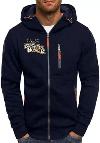 Herrenjacken für M.o.n.s.te.r H.u.n.t.e.r Packbare leichte Kapuzenpullis Kurzer Pullover Hoodie Lässiges Kapuzensweatshirt mit durchgehendem Reißverschluss für Wanderungen Reisen- Männer Geschenk von YANRAN