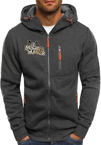 Herrenjacken für M.o.n.s.te.r H.u.n.t.e.r Packbare leichte Kapuzenpullis Kurzer Pullover Hoodie Lässiges Kapuzensweatshirt mit durchgehendem Reißverschluss für Wanderungen Reisen- Männer Geschenk von YANRAN