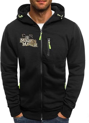 Herrenjacken für M.o.n.s.te.r H.u.n.t.e.r Packbare leichte Kapuzenpullis Kurzer Pullover Hoodie Lässiges Kapuzensweatshirt mit durchgehendem Reißverschluss für Wanderungen Reisen- Männer Geschenk von YANRAN