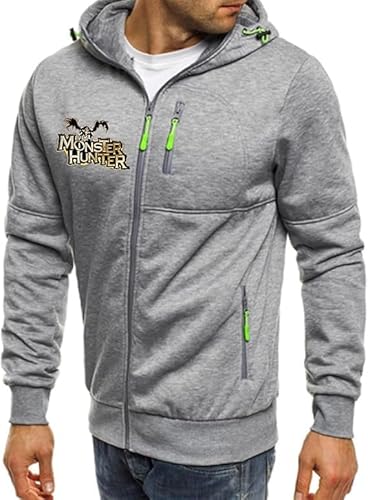 Herrenjacken für M.o.n.s.te.r H.u.n.t.e.r Packbare leichte Kapuzenpullis Kurzer Pullover Hoodie Lässiges Kapuzensweatshirt mit durchgehendem Reißverschluss für Wanderungen Reisen- Männer Geschenk von YANRAN