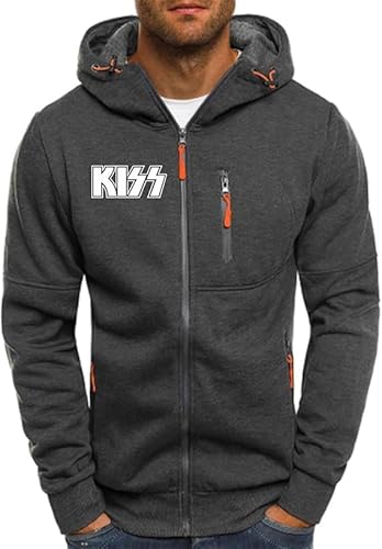 YANRAN Herrenjacken für K.I.S.S. Packbare leichte Kapuzenpullis Kurzer Pullover Hoodie Lässiges Kapuzen-Sweatshirt mit Reißverschluss für Reisen - Männer Geschenk von YANRAN