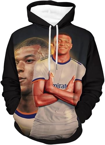 YANRAN Mbappe Hoodie Pro - Fußball 3D gedruckt Sweatshirt Frühling Herbst Winter - Geschenk für Freund Ehemann von YANRAN