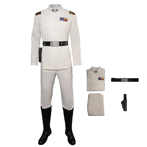 YANVS Herren Offizier Uniform Cosplay Weißer Anzug mit Gürtel und Gewehrtasche Halloween Kostüm Set von YANVS