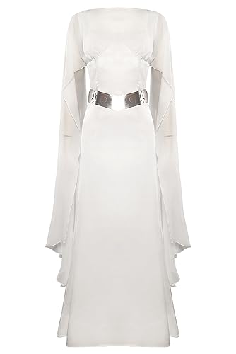 YANVS Prinzessin Leia Kostüm Damen Weißes Kleid Langes Cosplay Prinzessin Leia Kleid für Halloween Outfit von YANVS