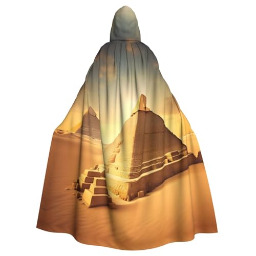 YANYU Ägyptische Pyramide in Wüstenaufdruck, Halloween-Schal, Robe für Cosplay, Erwachsene, Zauberer-Kostüm, Karneval, Mottoparty, Wea von YANYU