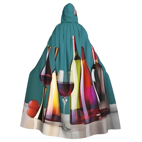 YANYU Cocktail-Gläser und Wein-Flaschenloser Druck, Halloween-Schal, Robe für Cosplay, Erwachsene, Zauberer-Kostüm, Karneval, Mottoparty, Wea von YANYU