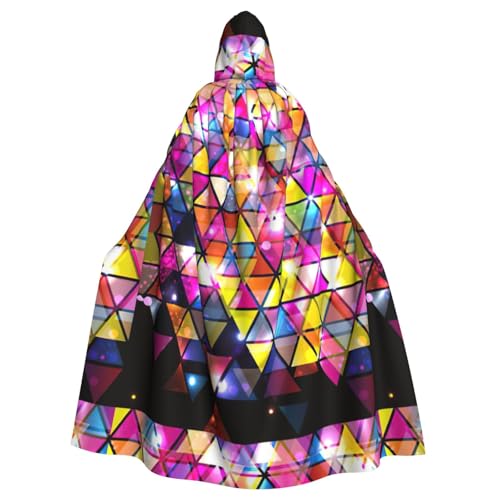 YANYU Farbenfroher geometrischer Dreiecks-Druck, Halloween-Schal, Robe für Cosplay, Erwachsene, Zauberer-Kostüm, Karneval, Mottoparty, Wea von YANYU