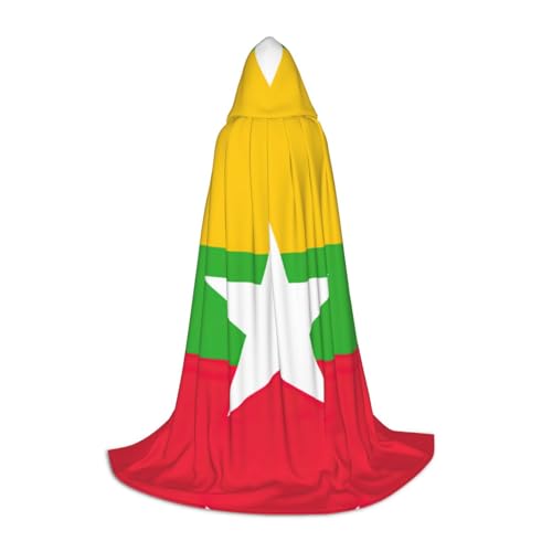 YANYU Flagge von Myanmar Druck, Karneval, unverzichtbarer Kapuzenumhang für Erwachsene, Uni, Gothic-Kostüm für Rollenspiele und Cosplay von YANYU