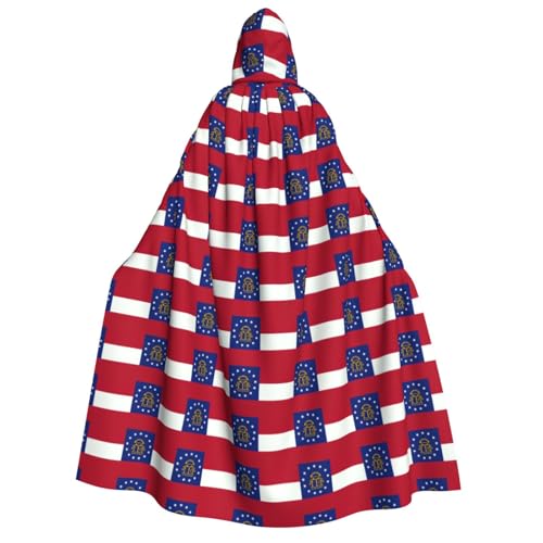 YANYU Georgia State Flag Print Holiday Decorations Hooded Cloak Carnival Parties Witch Vampire Costumes Cosplay von YANYU