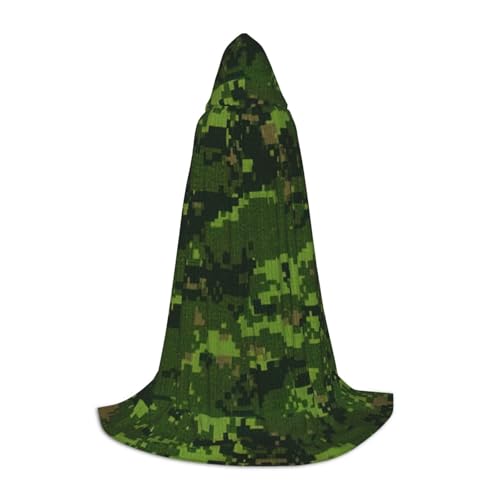 YANYU Grüner Armee-Digital-Camouflage-Druck, Karneval, unverzichtbarer Kapuzenumhang für Erwachsene, Uni, Gothic-Kostüm für Rollenspiele und Cosplay von YANYU