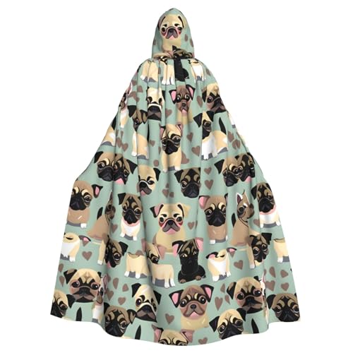 YANYU Niedlicher Chihuahua-Mops-Muster, Halloween-Schal, Robe für Cosplay, Erwachsene, Zauberer-Kostüm, Karneval, Mottoparty, Wea von YANYU