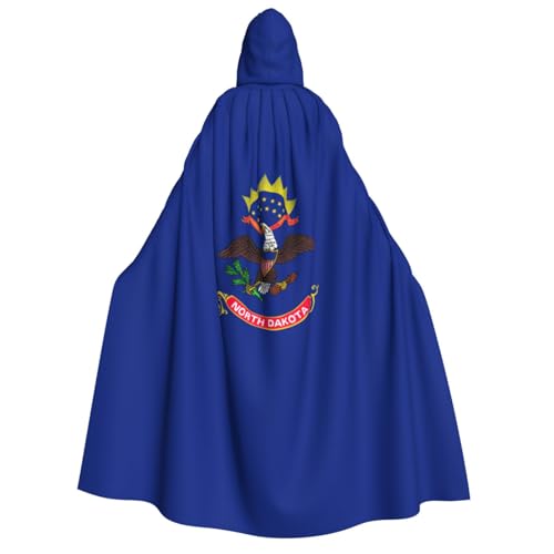 YANYU North Dakota State Flag Print Holiday Decorations Hooded Cloak Carnival Parties Witch Vampire Costumes Cosplay von YANYU