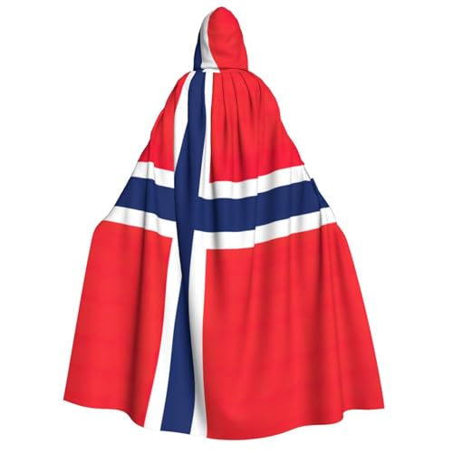 YANYU Norwegischer Flaggen-Druck, Urlaubsdekoration, Kapuzenumhang, Karneval, Partys, Hexe, Vampir-Kostüme, Cosplay von YANYU