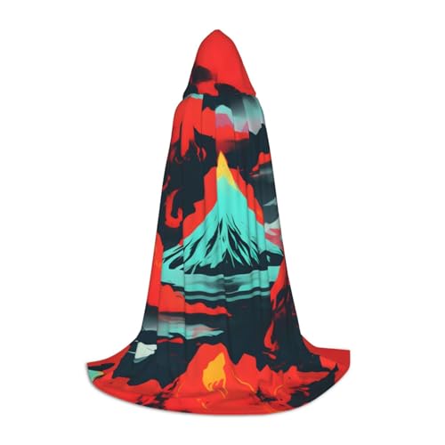 YANYU Volcano Bloom Print Karneval Essential Kapuzenumhang Erwachsene Uni Gothic Kostüm für Rollenspiele Cosplay von YANYU