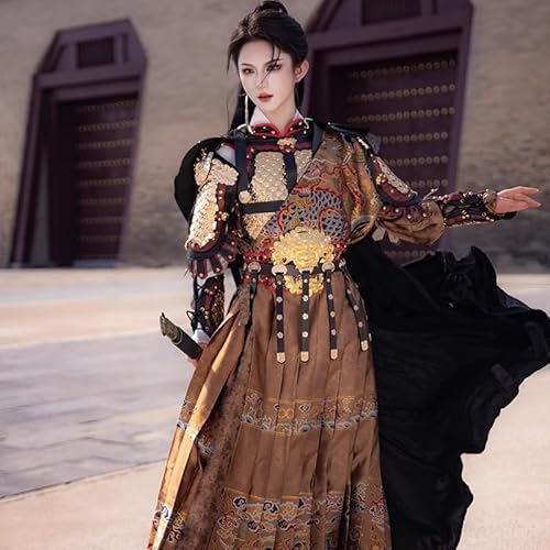 YANYUEBM Traditionelles asiatisches Krieger-Kostüm Kleid, Rüstungsset, Schuppenpanzer, komplettes Set, chinesische Krieger-Rüstung für Cosplay (Gold - komplettes Set) von YANYUEBM