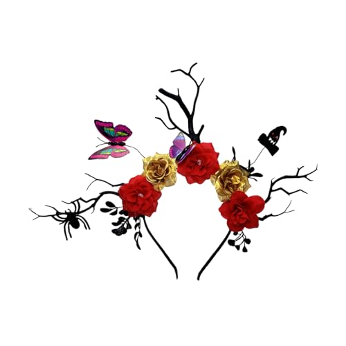 YAOGUI Fledermaus Schmetterling Hirsch Geweih Kopfschmuck für Halloween Kostüm Zubehör mit simulierter Blume Dekoration Frauen Mädchen Fledermaus Schmetterling Haarband Themen-Event YAOGUI Fledermaus Schmetterling Hirsch Geweih Kopfschmuck für Halloween Kostüm Zubehör mit simulierter Blume Dekoration Frauen Mädchen Fledermaus Schmetterling Haarband Themen-Event von YAOGUI