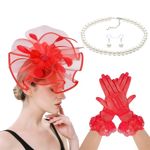 YAOGUI Mode Flapper Kostüm Haarzubehör Faszinator Handschuhe Halskette Set Für Spezialanlässe Rennereignis Kostümzubehör YAOGUI Mode Flapper Kostüm Haarzubehör Faszinator Handschuhe Halskette Set Für Spezialanlässe Rennereignis Kostümzubehör von YAOGUI