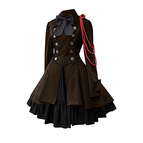 Gothic Kleidung Damen Vintage Steampunk Mittelalterlichen Ballkleid Cocktailkleid Renaissance Maxikleid Festkleid Halloween Plisseekleid Barockes Abendkleid Viktorianisches Kleid sale clearance von YAOJIWANG