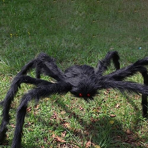 Haarige Spinne Halloween Simulation Skull Big Spider Plush Spider Ornament Realistische Große Spinnen-Requisiten Karneval oder Mottoparty, gruselige Partydeko Outdoor Dekorationen (160CM) von YAOJIWANG