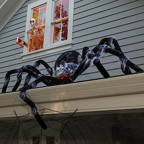 Haarige Spinne Halloween Simulation Skull Big Spider Plush Spider Ornament Realistische Große Spinnen-Requisiten Karneval oder Mottoparty, gruselige Partydeko Outdoor Dekorationen (90CM) von YAOJIWANG