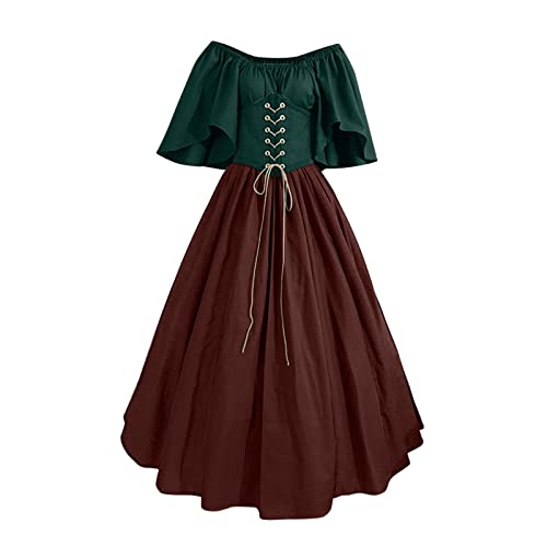 Mittelalter Kleidung Damen Gothic Kleid Renaissance Retro Partykleid Dirndl Trachtenkleid Mittelalter Kostüme Vintage Maxikleid Maid Dress für Halloween Karneval Oktoberfest Cosplay Sale Angebot von YAOJIWANG